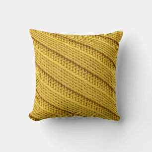 Colorful knitted textile texture. Yellow. Cushion