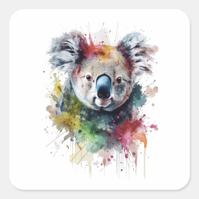 Colorful Koala: A vibrant illustration Square Sticker (Front)