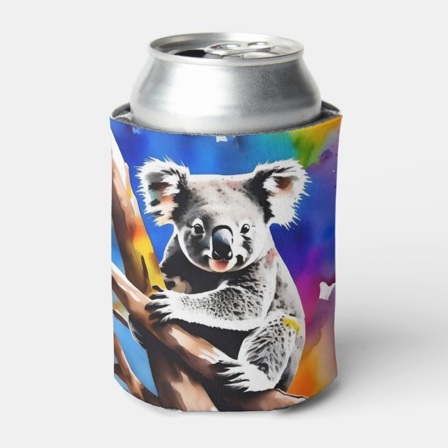 Colorful Koala Bear Watercolour Splash, Can Cooler (Can Front)