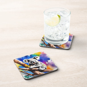Colorful Koala Bear Watercolour Splash, Coaster