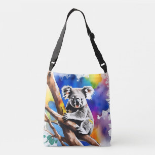 Colorful Koala Bear Watercolour Splash, Crossbody Bag