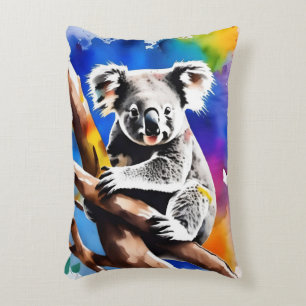 Colorful Koala Bear Watercolour Splash, Decorative Cushion
