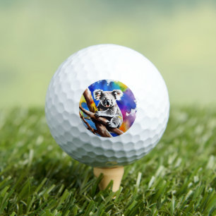 Colorful Koala Bear Watercolour Splash, Golf Balls