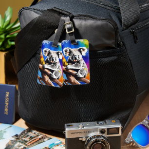 Colorful Koala Bear Watercolour Splash, Luggage Tag