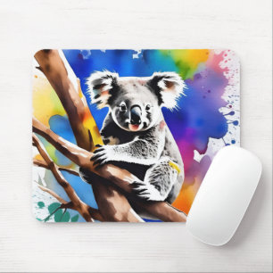 Colorful Koala Bear Watercolour Splash, Mouse Mat