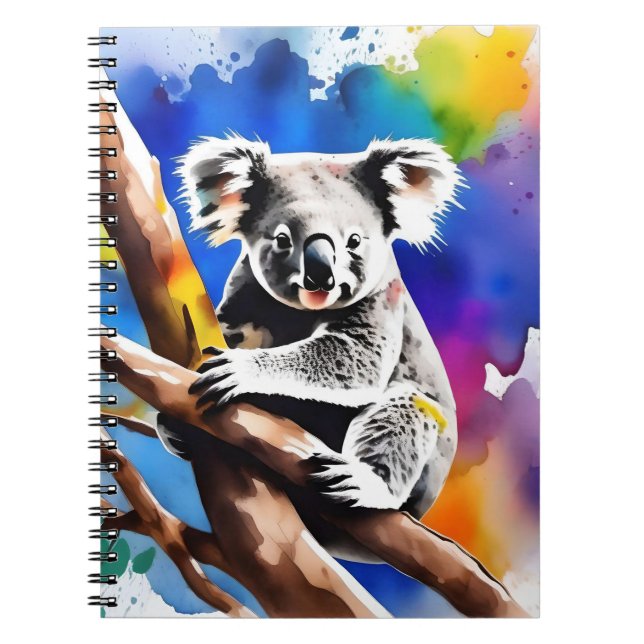 Colorful Koala Bear Watercolour Splash, Notebook (Front)