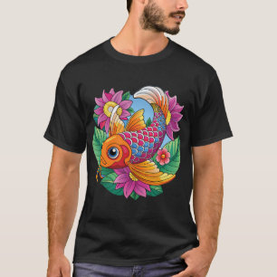 colorful Koi fish with flowers T-Shirt
