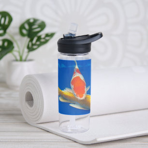 Colorful Koi in Blue Pool Water Bottle