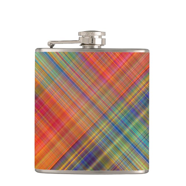 Colorful Kriss Kross Pattern Plaid Hip Flask (Front)
