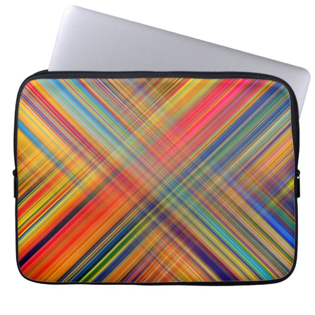 Colorful Kriss Kross Pattern Plaid Laptop Sleeve (Front)