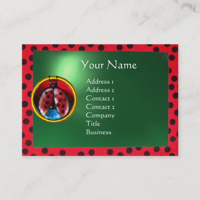 COLORFUL LADYBUG MONOGRAM BUSINESS CARD (Front)