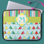 Colorful Lake Stripes Monogram Laptop Sleeve<br><div class="desc">This fun multi-color boats and stripes patterned laptop sleeve is ready for your personal monogram. Created in brightly colored stripes and abstract sailboats sailing on a lake. Choose your size in the drop down menu.</div>