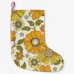 Colorful Large Scale Hand-Drawn Floral vintage Sea Small Christmas Stocking