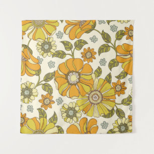 Colorful Large Scale Hand-Drawn Floral vintage Sea Tapestry