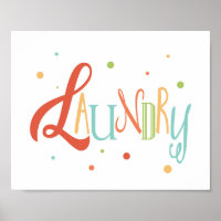 Colorful Laundry Room Typography with Polka Dots