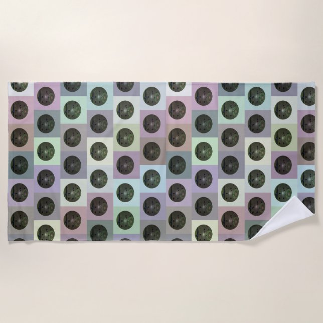 Colorful Lawn Bowls Pattern, Beach Towel (Front)