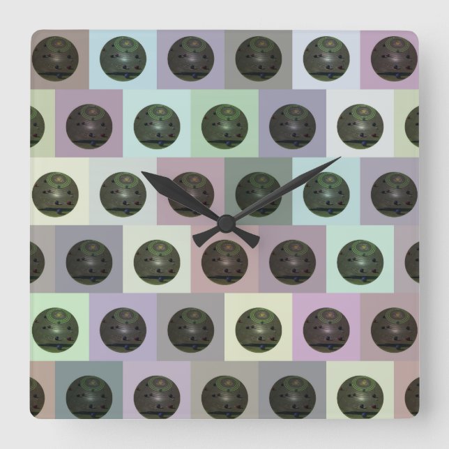 Colorful Lawn Bowls Pattern, Square Wall Clock (Front)