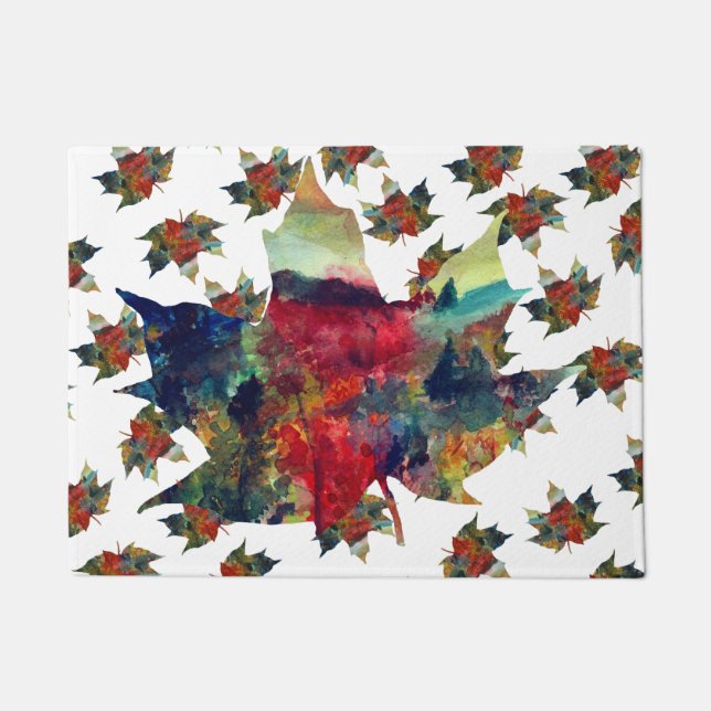 Colorful Leaf Art Door Mat (Front)