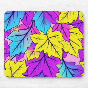 Colorful Leaf Design Desk Mat & Mouse Pad