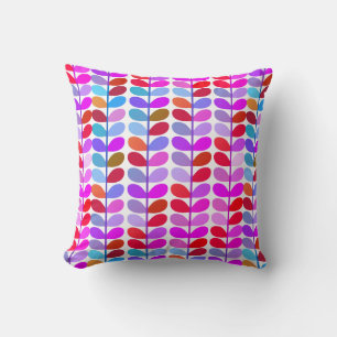 Colorful Leaf Pattern Boho Throw Pillow 