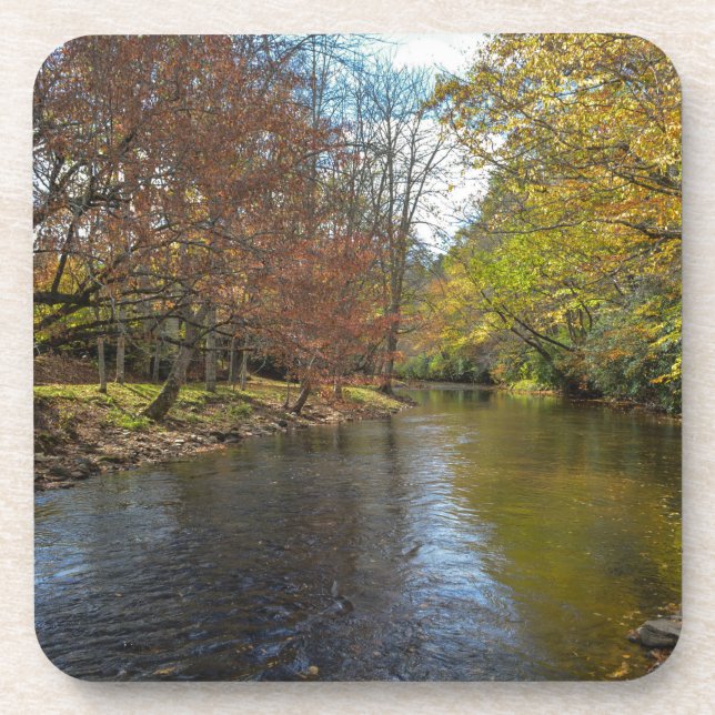 Colorful Leaves Fall Reflections on Autumn Stream Coaster (Front)