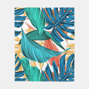 Colorful leaves fleece blanket