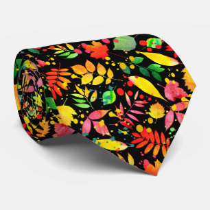 Colorful Leaves Pattern Tie