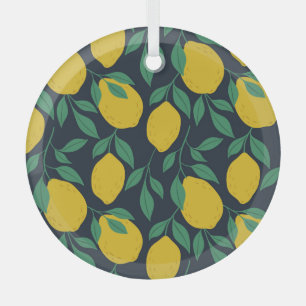 Colorful Lemons: Hand Drawn Vibrance. Glass Tree Decoration