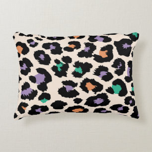 Colorful leopard animal design and backgroundprint decorative cushion