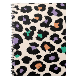 Colorful leopard animal design and backgroundprint notebook