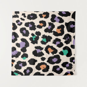 Colorful leopard animal design and backgroundprint tapestry