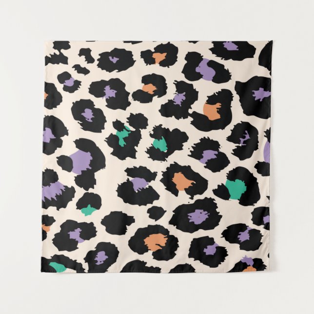 Colorful leopard animal design and backgroundprint tapestry (Front)