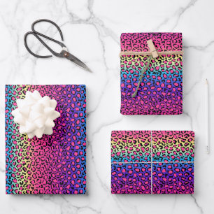 Colorful leopard skin pattern wrapping paper sheet