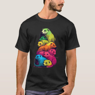 Colorful LGBT Pride Ferret Pile T-Shirt