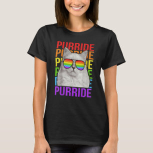 Colorful LGBT Purride Gay Pride Rainbow Flag Cat Q T-Shirt