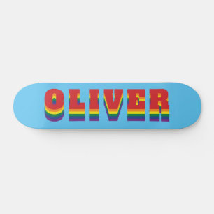 Colorful LGBTQ Rainbow Gay Pride Flag Custom Name Skateboard