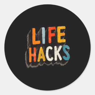 Colorful Life Hacks Emblem  Classic Round Sticker