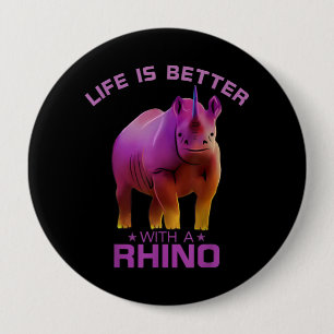 Colorful Life Is Better With A Rhino Cute Wild 10 Cm Round Badge