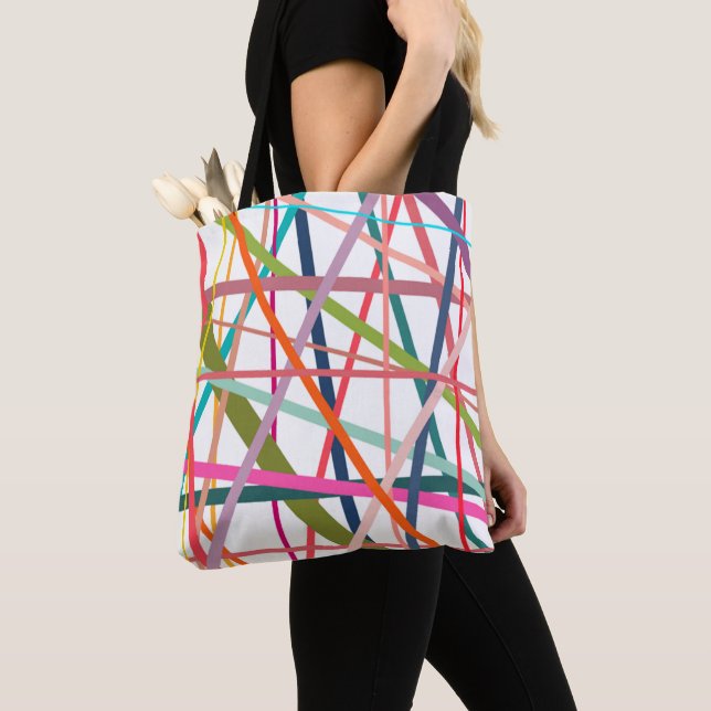 Colorful Lines  Tote Bag (Close Up)