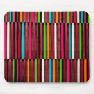 Colorful Lines Wood Blue Orange Pattern Fun Mouse Mat