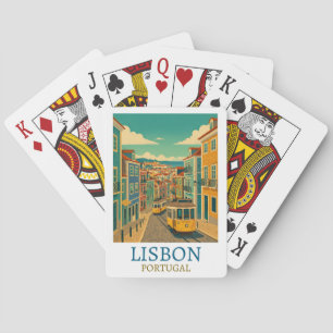 Colorful Lisbon Portugal Travel Illustration Playing Cards
