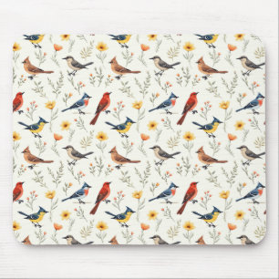 Colorful Little Birds Mouse Mat