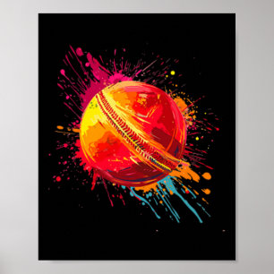 Colorful Ll Splash Art Cricket Lover Poster