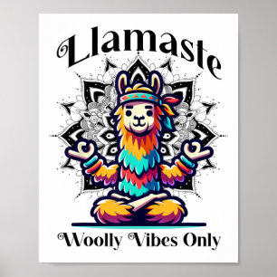 Colorful Llama Meditating For Yoga Lovers Poster