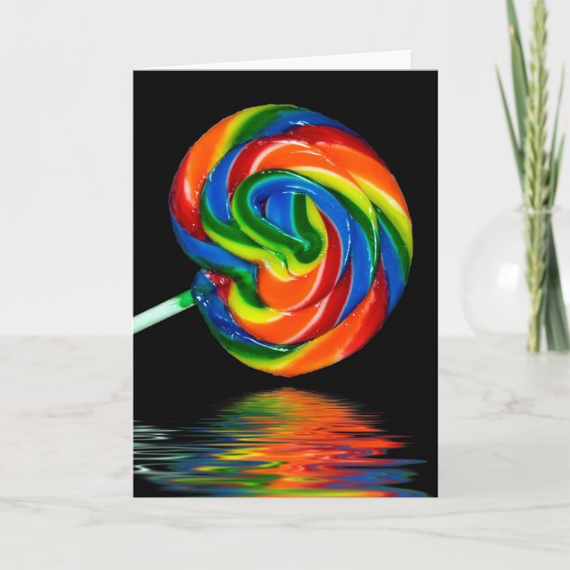 colorful lollipop on black card (Front)
