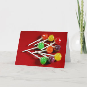 Colorful lollipops print greeting card