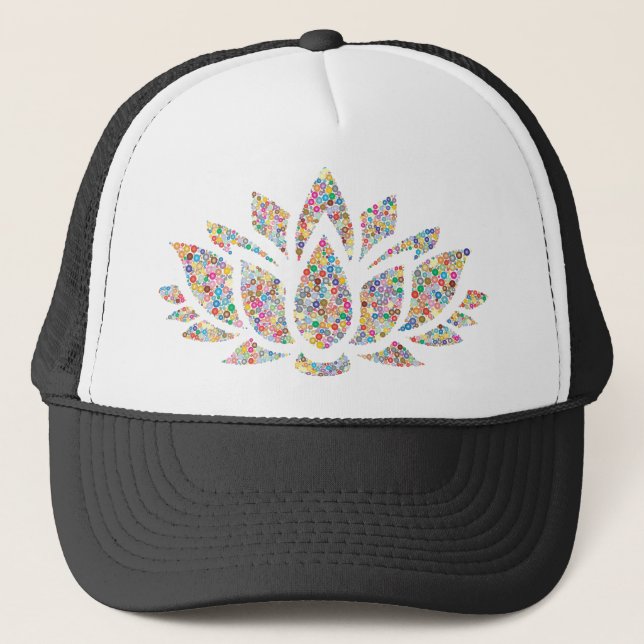 Colorful Lotus Flower Trucker Hat (Front)