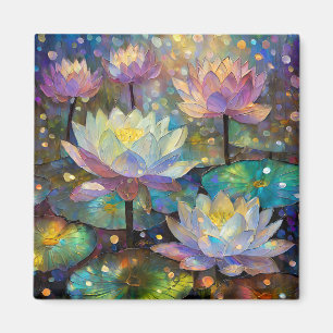 Colorful Lotus Flowers Blossoming in the Snow Magnet