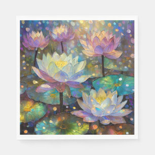 Colorful Lotus Flowers Blossoming in the Snow Napkin