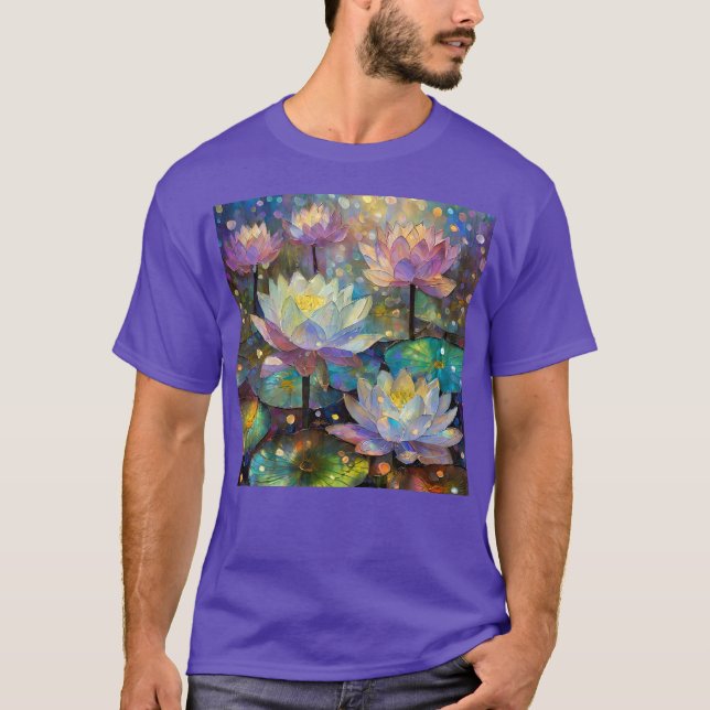 Colorful Lotus Flowers Blossoming in the Snow T-Shirt (Front)